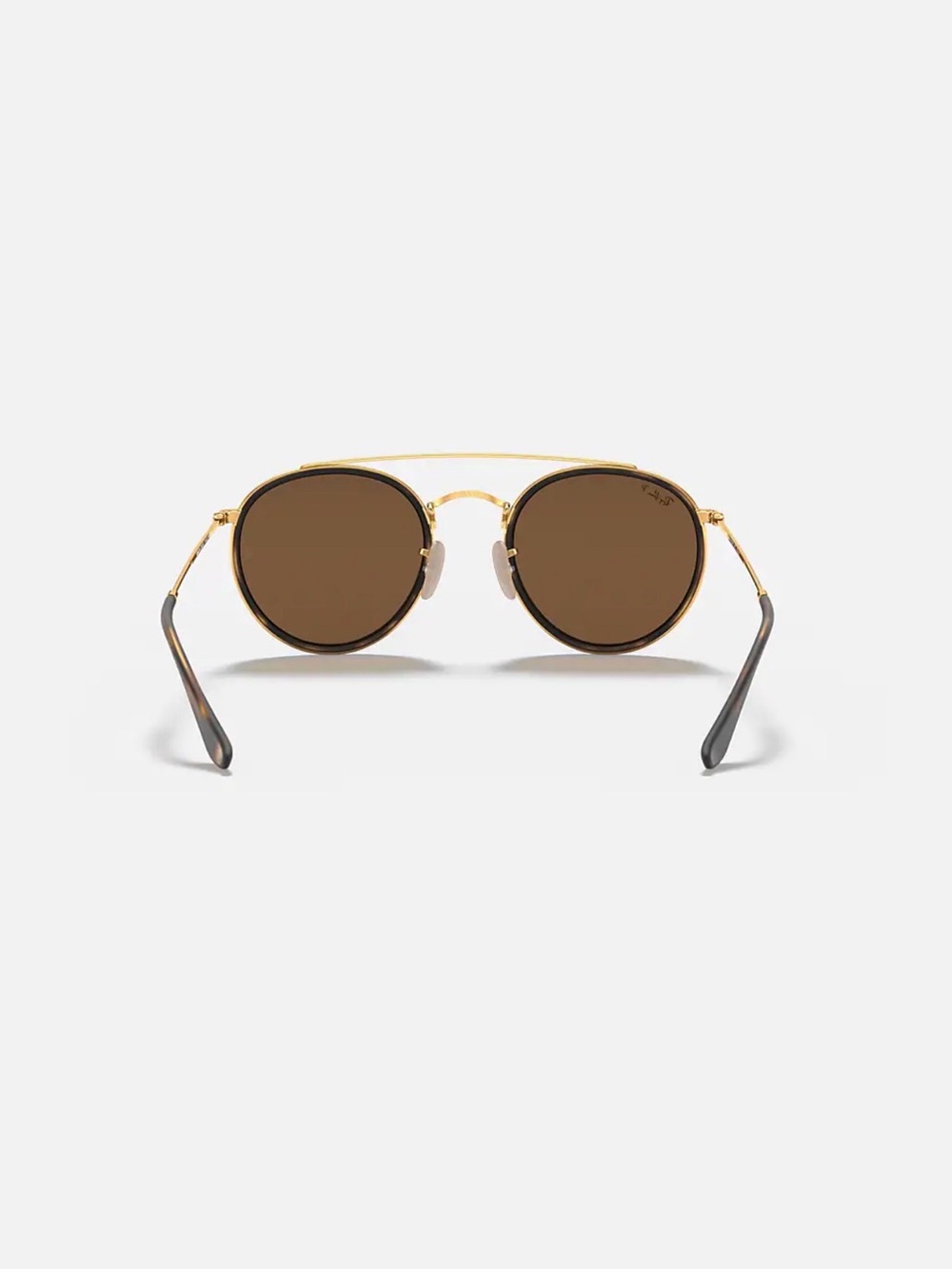 New w/o tags. Polarized Ray-Ban Round Double Bridge Sunglasses in Brown and Gold - Picture 6 of 6
